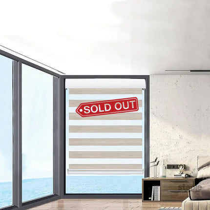 Marlow Blackout Zebra Roller Blind Curtains 90x210 Beige-2018816733699248134