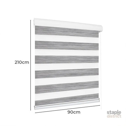 Marlow Blackout Zebra Roller Blind Curtains 90x210 Grey-2018816733489532930
