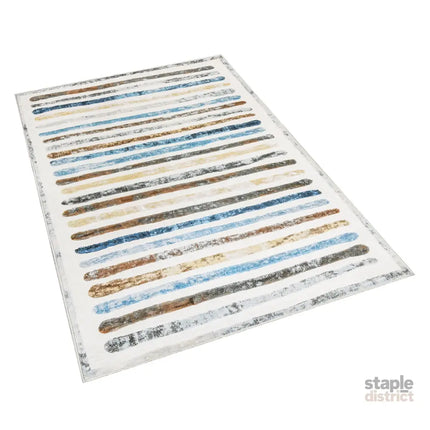 Marlow Floor Rug Short Pile Washable Carpet Soft Plush Non Slip Stripe 80x120-2018816670356869121
