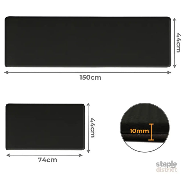 Marlow Kitchen Rug 2PCS Non Slip Anti Fatigue Mat Black-2029387204735930370