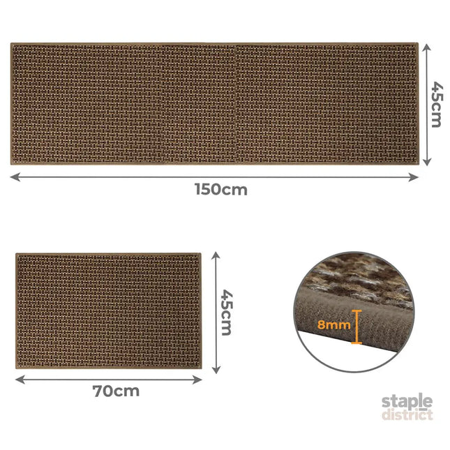 Marlow Kitchen Rug 2PCS Woven Non Slip Absorbent Brown-2018816688908275714