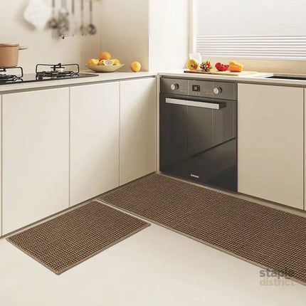 Marlow Kitchen Rug 2PCS Woven Non Slip Absorbent Brown-2018816688908275718