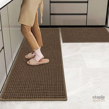 Marlow Kitchen Rug 2PCS Woven Non Slip Absorbent Brown-2018816688908275719