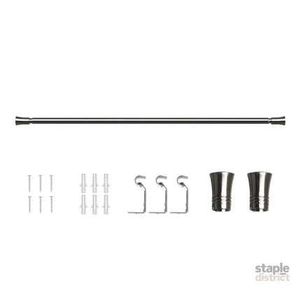 Marlow Satin Nickel Curtain Rod Steel Quiet Rail Pole Pommel Set Adjustable-2018816721510600704