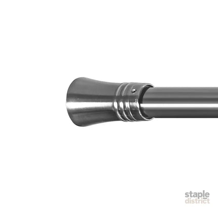 Marlow Silver Double Curtain Rod Steel Pole Pommel Set Extendable Adjustable-2029387251229790212