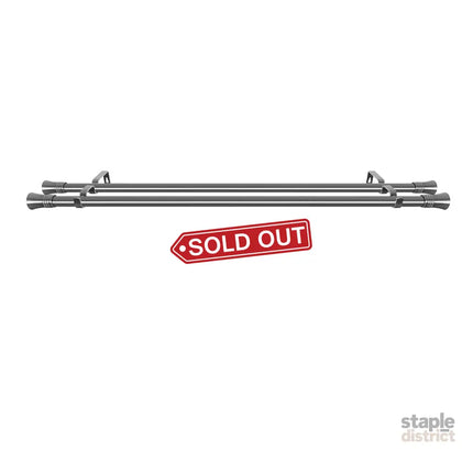 Marlow Silver Double Curtain Rod Steel Pole Pommel Set Extendable Adjustable-2029387251229790211
