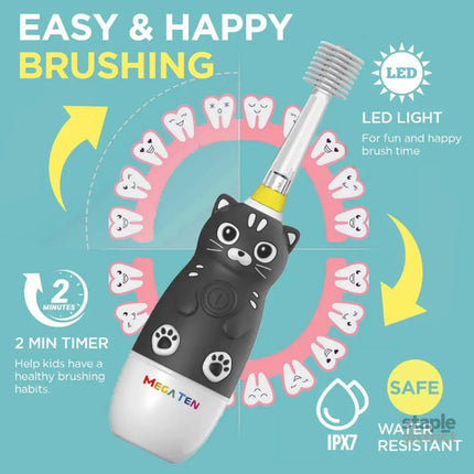 MEGA TEN 360-Degree Kids Electric Toothbrush with LED Light 1-4 Yrs Monkey-2006733475654275076