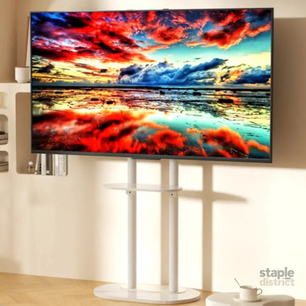 Minimalist Marble Textured Floor Tv Stand 32’’-75’’ Strong Steel Tv Bracket Stable - Appliances > TV > TVs & Accessories