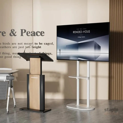 Minimalist Marble Textured Floor Tv Stand 32’’-75’’ Strong Steel Tv Bracket Stable - Appliances > TV > TVs & Accessories