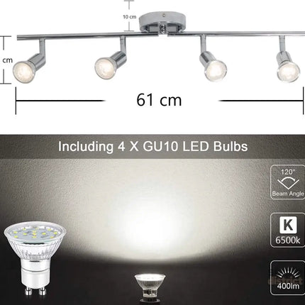Modern 4 Light Track Lighting Kit LED (Chrome) - Home & Garden > Lighting > Ceiling Lights