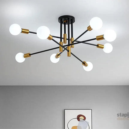 Modern Black Gold Ceiling Light 8 Lights - Home & Garden > Lighting > Ceiling Lights