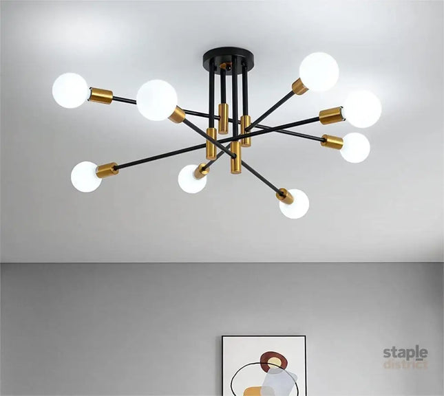 Modern Black Gold Ceiling Light 8 Lights - Home & Garden > Lighting > Ceiling Lights