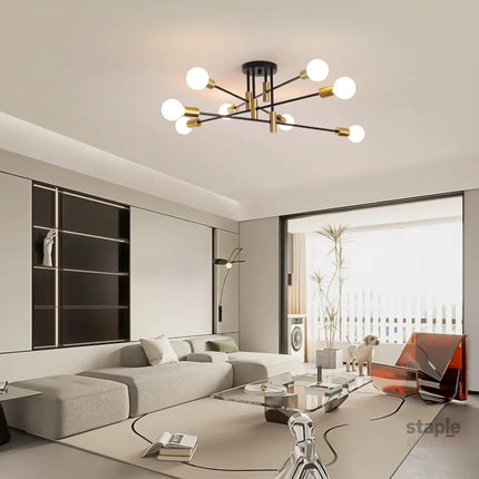 Modern Black Gold Ceiling Light 8 Lights - Home & Garden > Lighting > Ceiling Lights