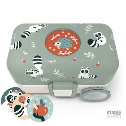 Monbento Tresor Graphic Kids's Bento Box- Green Raccoon Green Raccoon-2006733344590663683
