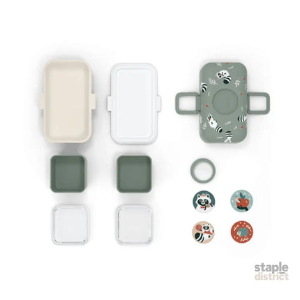 Monbento Tresor Graphic Kids's Bento Box- Green Raccoon Green Raccoon-2006733344590663685