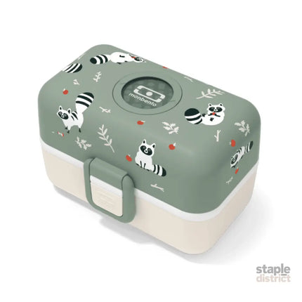 Monbento Tresor Graphic Kids's Bento Box- Green Raccoon Green Raccoon-2006733344590663680