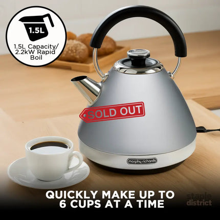 Morphy Richards 1.5L Venture Collection Pyramid Kettle in Steel Grey - Appliances > Kitchen Appliances > Kettles
