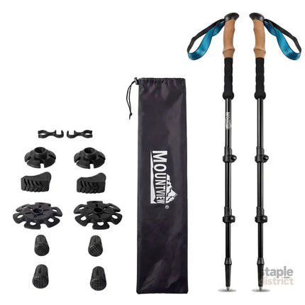 Mountview 2 Pcs Hiking Trekking Poles Walking Stick Adjustable Lightweight Black-2050059022798819336