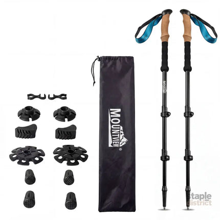 Mountview 2 Pcs Hiking Trekking Poles Walking Stick Adjustable Lightweight Black-2050059022798819328