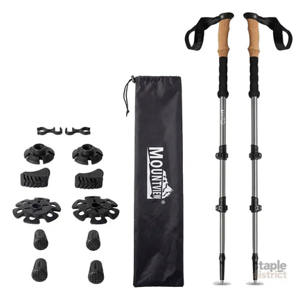 Mountview 2 Pcs Hiking Trekking Poles Walking Stick Adjustable Lightweight Grey-2050059022622658568