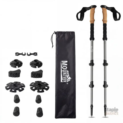 Mountview 2 Pcs Hiking Trekking Poles Walking Stick Adjustable Lightweight Grey-2050059022622658560