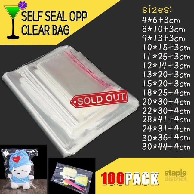 Multi-size Clear Self-Seal Cellophane Bags - Bulk Adhesive Opp - 30*40 - Commercial > Packaging > Postage Satchels &