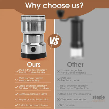 Multipurpose Electric Coffee Bean Grinder - Appliances > Kitchen Appliances > Coffee Machines & Accessories