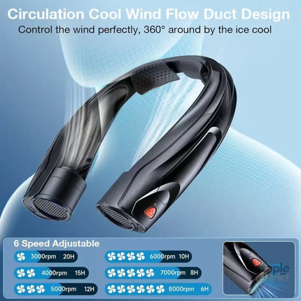 Neck Fan Portable USB 6000mAh 6-Speed Cooling - Appliances > Fans > Portable Fans