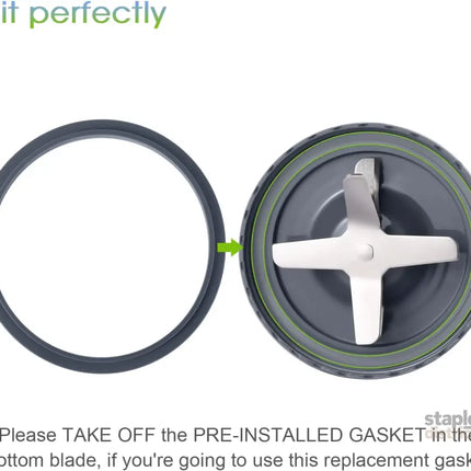 New Blender Cup and Blade Replacement Parts 32oz Cup and Extractor Blade and 2 Rubber Gaskets 4-Piece Compatible with