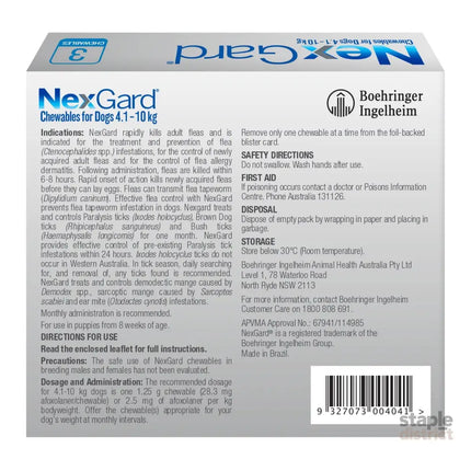 Nexgard Medium Dogs 4.1-10kg Blue 3pk-2050056833674121217