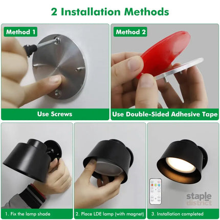 Night Light Wireless Wall Light Indoor LED 2 Pack,Battery Operated Wall Lights Rechargeable Lamp with Remote,Touch Lamp