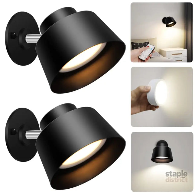 Night Light Wireless Wall Light Indoor LED 2 Pack,Battery Operated Wall Lights Rechargeable Lamp with Remote,Touch Lamp