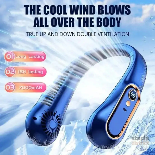 NNEOBA Neck Bladeless Fan Mini Portable-Blue - Appliances > Fans > Portable Fans