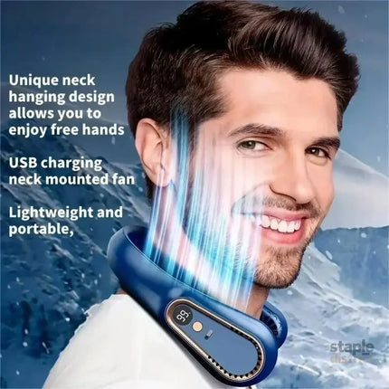 NNEOBA Neck Bladeless Fan Mini Portable-Blue - Appliances > Fans > Portable Fans