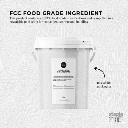 Orku 1.3Kg Potassium Bicarbonate Powder Tub Food Grade FCC for Brewing Baking - Commercial > Commercial Others >