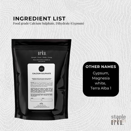 Orku 100g Fine Calcium Sulphate Gypsum Powder - Dihydrate Food Grade FCC E516 - Commercial > Commercial Others >
