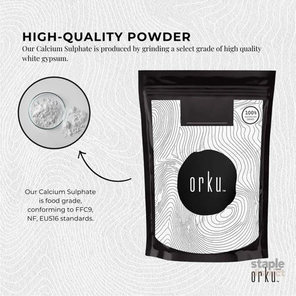 Orku 100g Fine Calcium Sulphate Gypsum Powder - Dihydrate Food Grade FCC E516 - Commercial > Commercial Others >