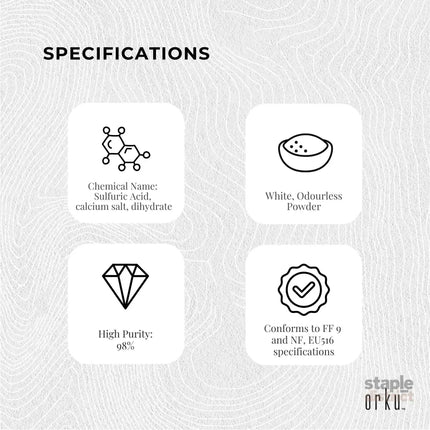 Orku 100g Fine Calcium Sulphate Gypsum Powder - Dihydrate Food Grade FCC E516 - Commercial > Commercial Others >