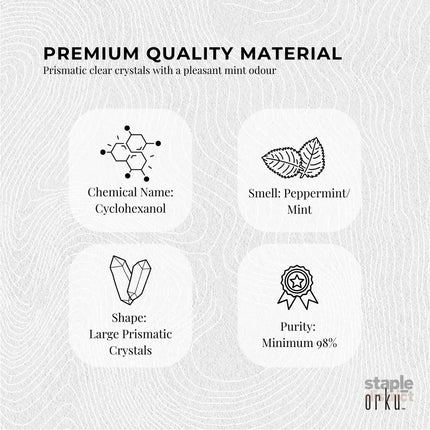 Orku 100g Menthol Crystals - USP Grade L-Menthol Mint Flakes C10H200 - Commercial > Commercial Others > Retail