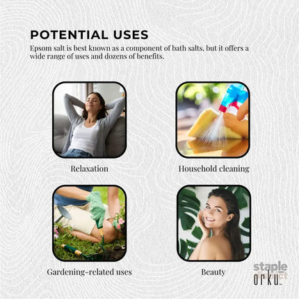 Orku 100g USP Epsom Salt Crystals - Magnesium Sulphate Bath Garden Household Use - Health & Beauty > Bath & Body > Bath
