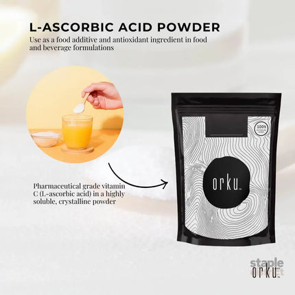 Orku 100g Vitamin C Powder Pure L-Ascorbic Acid - USP Grade Non-GMO - Health & Beauty > Nutrition & Supplements >