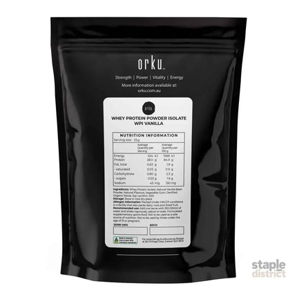 Orku 100g WPI Whey Protein Isolate Powder - Vanilla Bag | Sports Food - Health & Beauty > Nutrition & Supplements >