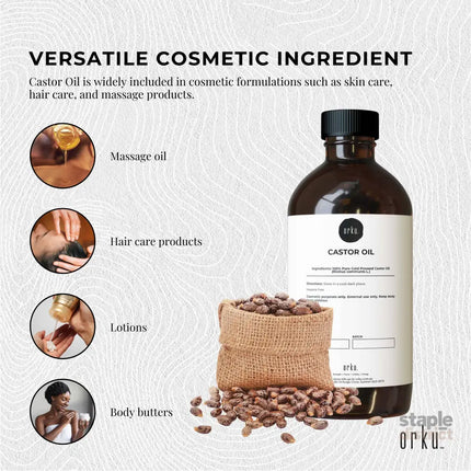 Orku 100ml Castor Oil - Hexane Free Cold Pressed Virgin - Health & Beauty > Skincare > Facial Lotions & Moisturisers