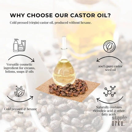 Orku 100ml Castor Oil - Hexane Free Cold Pressed Virgin - Health & Beauty > Skincare > Facial Lotions & Moisturisers
