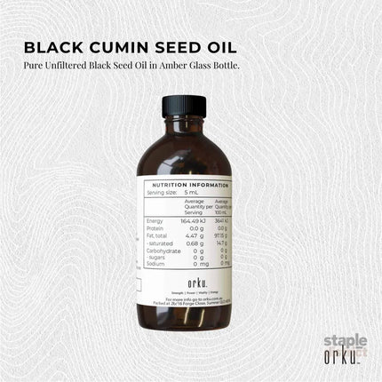 Orku 100ml Pure Black Seed Oil Cold Pressed 100% Ethiopian Nigella Sativa Cumin - Home & Garden > Laundry & Cleaning >