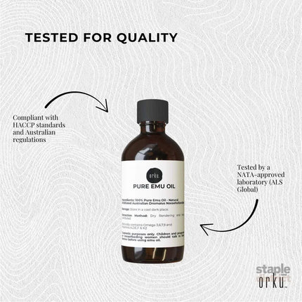 Orku 100ml Pure Emu Oil - Natural Undiluted Australian Dromaius Novaehollandiae - Health & Beauty > Skincare > Facial
