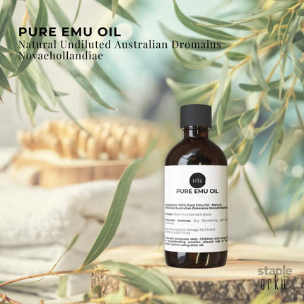 Orku 100ml Pure Emu Oil - Natural Undiluted Australian Dromaius Novaehollandiae - Health & Beauty > Skincare > Facial
