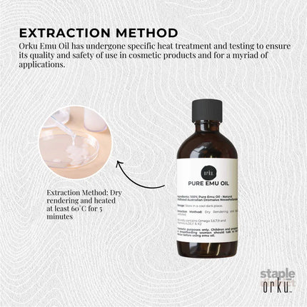 Orku 100ml Pure Emu Oil - Natural Undiluted Australian Dromaius Novaehollandiae - Health & Beauty > Skincare > Facial