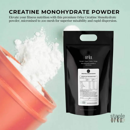 Orku 10Kg Creatine Monohydrate Powder 200 Mesh Micronised 99.9% Pure Unflavoured - Health & Beauty > Nutrition &
