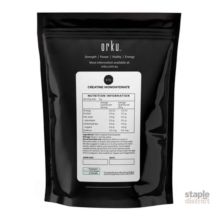 Orku 1Kg Creatine Monohydrate Powder 200 Mesh Micronised 99.9% Pure Unflavoured - Health & Beauty > Nutrition &